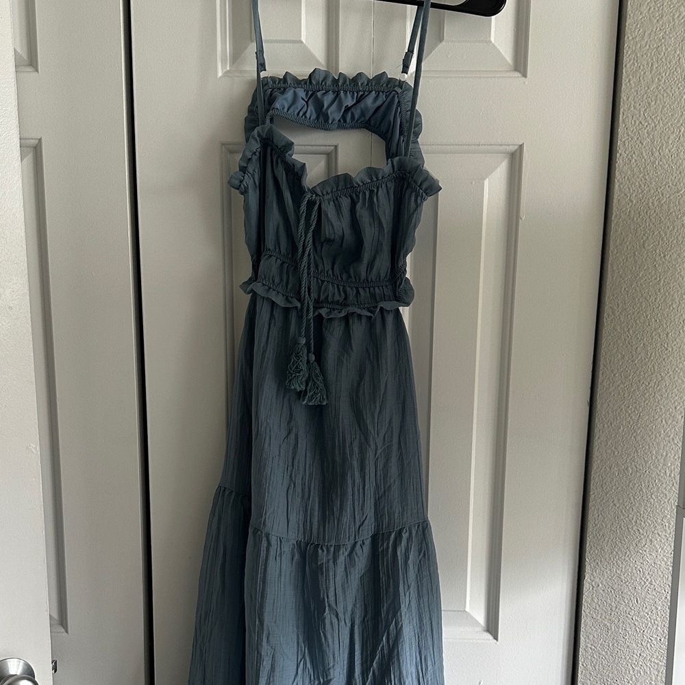 Blue Ruffled Flowy Dress